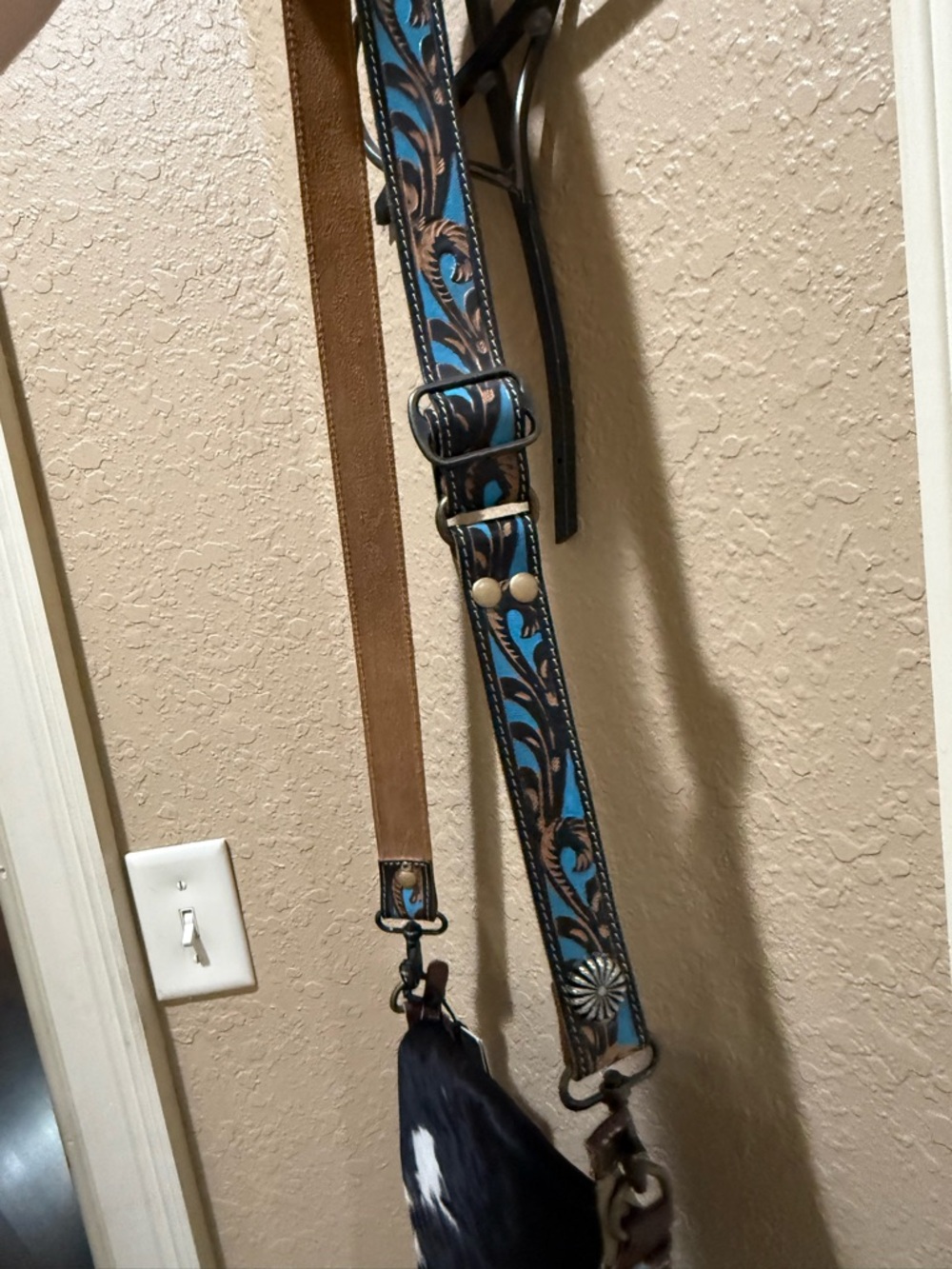 Myra Bag Black & Turquoise Cowhide Fringe Crossbody - Picture 3 of 6